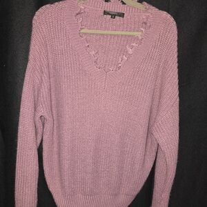 Chic V-Neck Sweater in Mauve by Leani